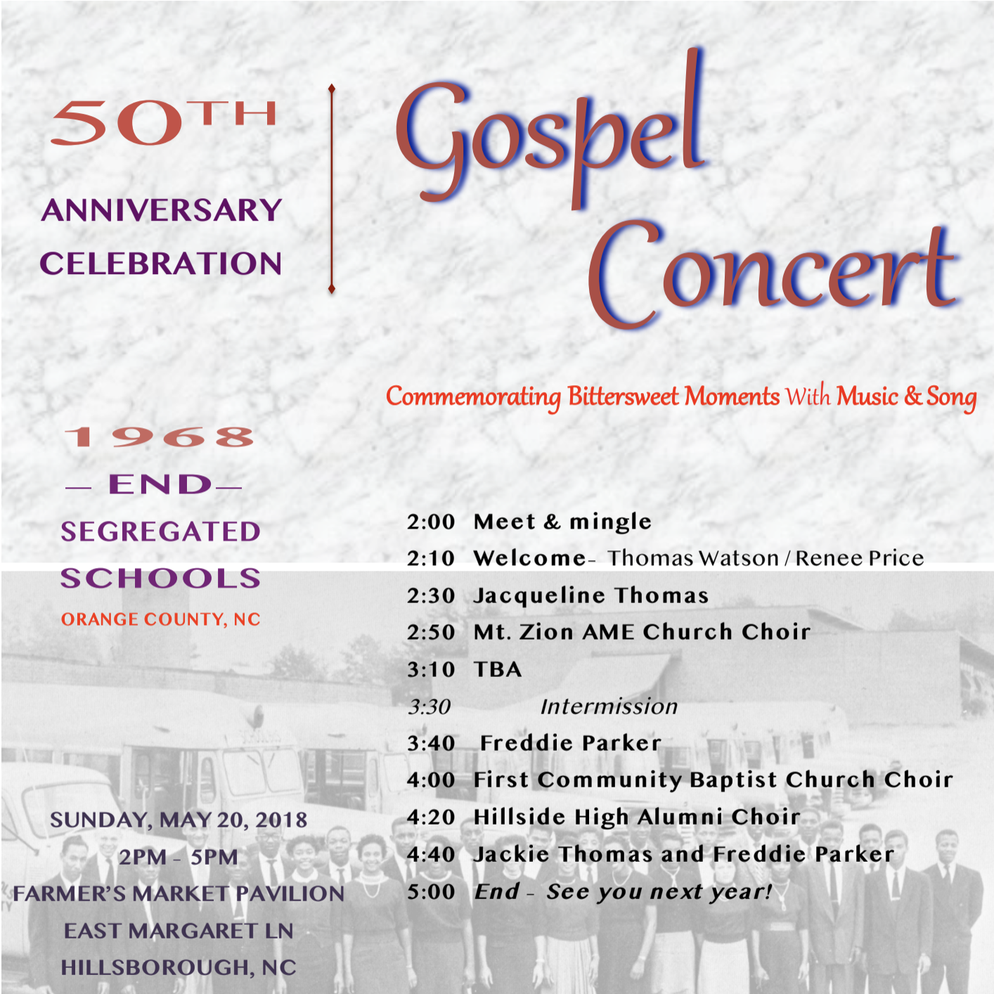 Gospel Concert Commemorates the End of Segregated Schools in Orange County, NC